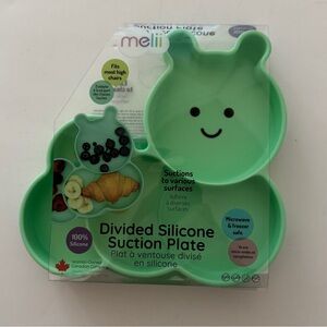 NEW Melii Divided Silicone Suction Plate Microwave and Freezer Safe